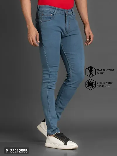 Stylish Grey Solid Denim Mid-Rise Jeans For Men-thumb3