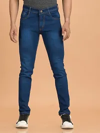 Stylish Blue Denim Faded Mid-Rise Jeans For Men-thumb1