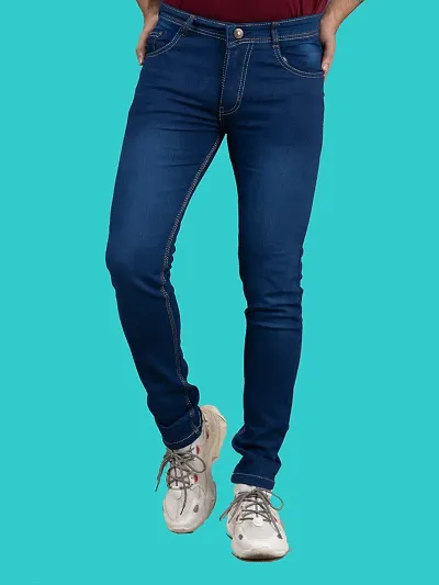 Trendy Strechable Fabric Solid Jeans For Men