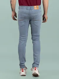 Stylish Grey Denim Solid Mid-Rise Jeans For Men-thumb1