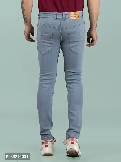 Stylish Grey Denim Solid Mid-Rise Jeans For Men-thumb2