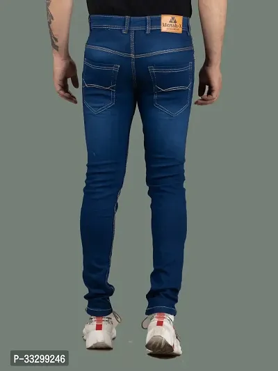 Stylish Denim Blue Slim Fit Mid-Rise Jeans For Men-thumb2