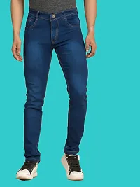 Stylish Blue Denim Faded Mid-Rise Jeans For Men-thumb1