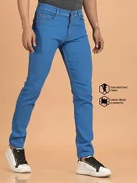 Stylish Blue Denim Solid Mid-Rise Jeans For Men-thumb2