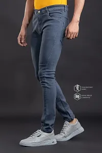 Stylish Grey Solid Denim Mid-Rise Jeans For Men-thumb3