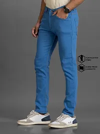 Stylish Blue Solid Denim Mid-Rise Jeans For Men-thumb3