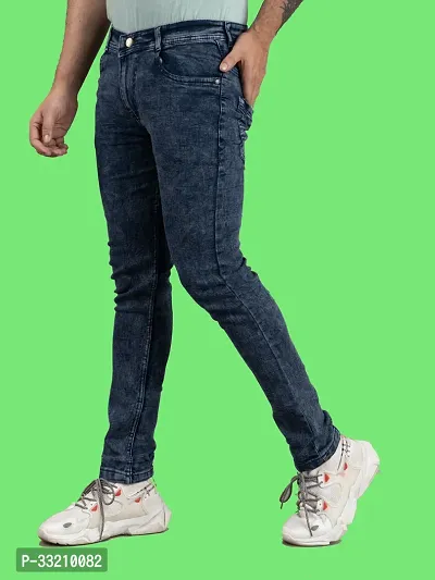 Stylish Blue Denim Solid Mid-Rise Jeans For Men