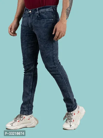 Stylish Blue Denim Solid Mid-Rise Jeans For Men-thumb0