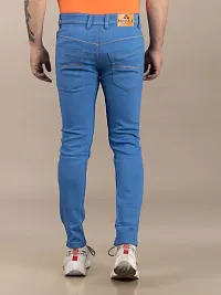 Stylish Blue Denim Solid Mid-Rise Jeans For Men-thumb1