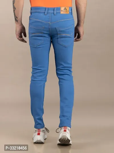 Stylish Blue Denim Solid Mid-Rise Jeans For Men-thumb2