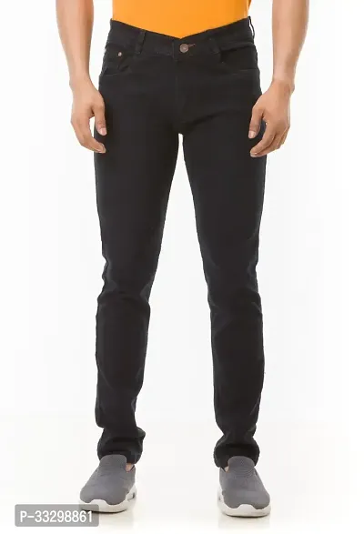 Stylish Denim Black Slim Fit Mid-Rise Jeans For Men