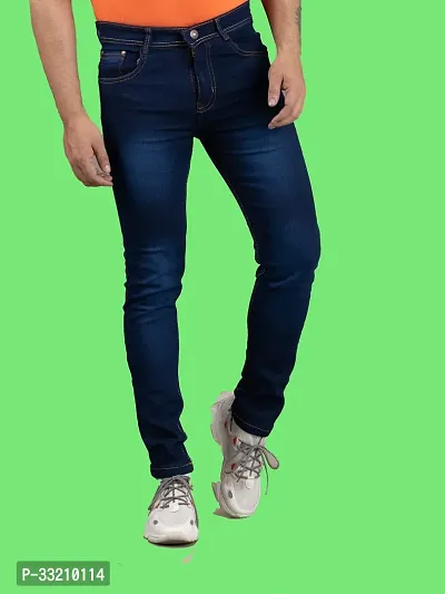 Stylish Blue Denim Faded Mid-Rise Jeans For Men-thumb4