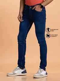 Stylish Navy Blue Solid Denim Mid-Rise Jeans For Men-thumb3