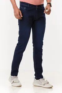 Stylish Blue Denim Solid Mid-Rise Jeans For Men-thumb2