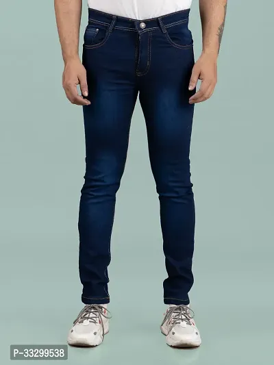 Stylish Denim Blue Slim Fit Mid-Rise Jeans For Men-thumb4