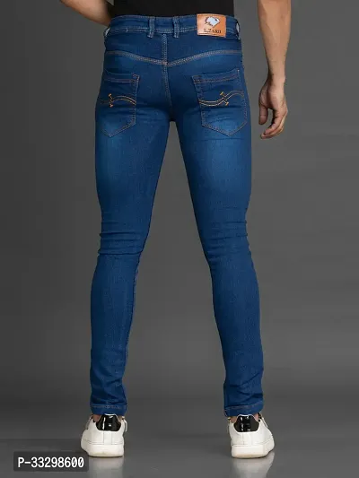 Stylish Denim Blue Slim Fit Mid-Rise Jeans For Men-thumb2