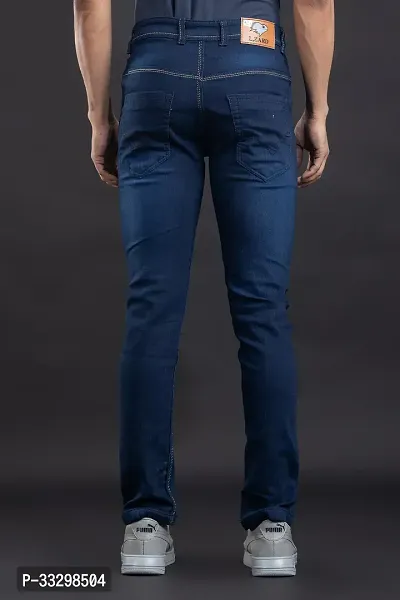 Stylish Denim Blue Slim Fit Mid-Rise Jeans For Men-thumb2