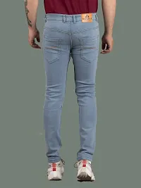 Stylish Blue Denim Solid Mid-Rise Jeans For Men-thumb1