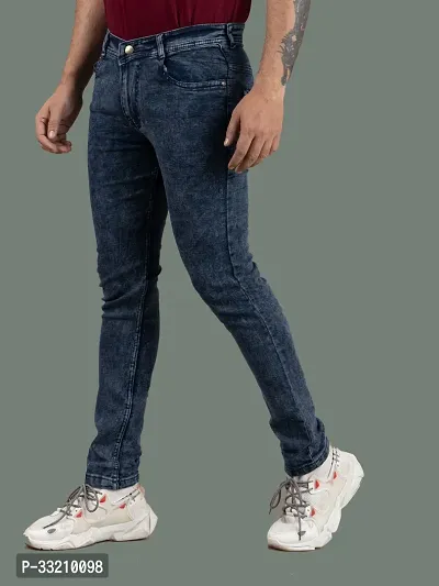 Stylish Blue Denim Solid Mid-Rise Jeans For Men-thumb0