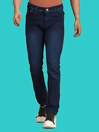 Stylish Blue Denim Faded Mid-Rise Jeans For Men-thumb1