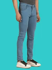 Stylish Blue Denim Solid Mid-Rise Jeans For Men-thumb2