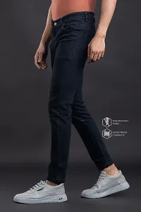 Stylish Black Denim Solid Mid-Rise Jeans For Men-thumb2