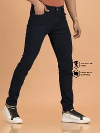 Stylish Black Denim Solid Mid-Rise Jeans For Men-thumb2