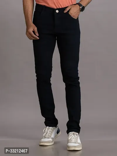 Stylish Black Solid Denim Mid-Rise Jeans For Men