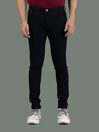 Stylish Black Denim Solid Mid-Rise Jeans For Men-thumb4