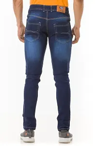 Stylish Denim Blue Slim Fit Mid-Rise Jeans For Men-thumb1