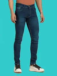 Stylish Blue Denim Faded Mid-Rise Jeans For Men-thumb2