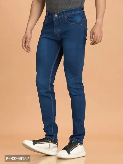 Stylish Blue Denim Faded Mid-Rise Jeans For Men-thumb0