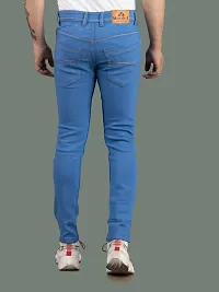 Stylish Blue Denim Solid Mid-Rise Jeans For Men-thumb1