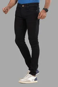 Stylish Black Solid Denim Mid-Rise Jeans For Men-thumb3