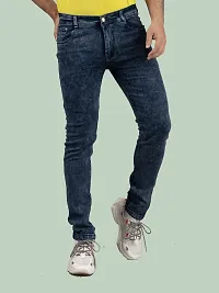 Stylish Grey Denim Solid Mid-Rise Jeans For Men-thumb1