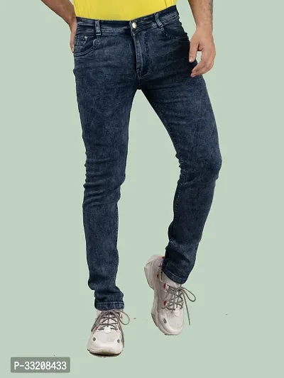 Stylish Grey Denim Solid Mid-Rise Jeans For Men-thumb2