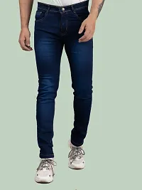 Stylish Denim Blue Slim Fit Mid-Rise Jeans For Men-thumb1