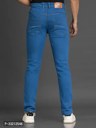 Stylish Blue Solid Denim Mid-Rise Jeans For Men-thumb2