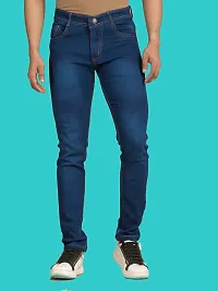 Stylish Blue Denim Faded Mid-Rise Jeans For Men-thumb1