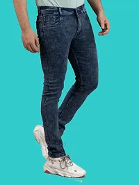 Stylish Blue Denim Solid Mid-Rise Jeans For Men-thumb2