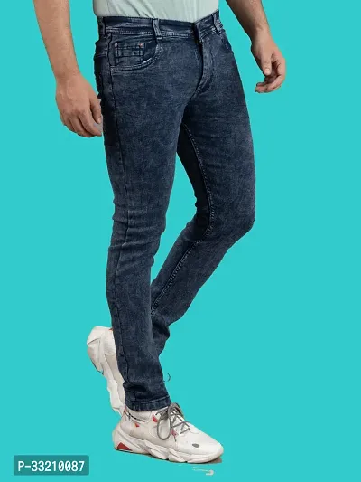 Stylish Blue Denim Solid Mid-Rise Jeans For Men-thumb3