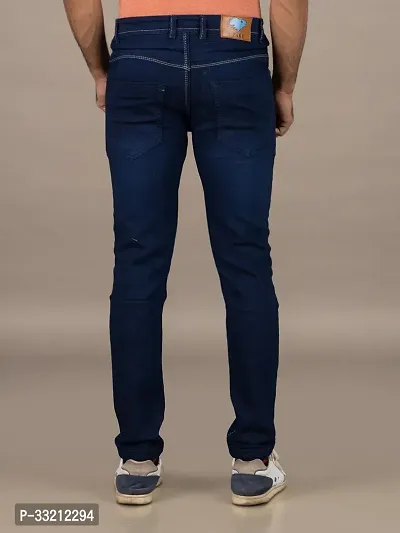 Stylish Blue Solid Denim Mid-Rise Jeans For Men-thumb2