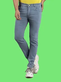 Stylish Grey Denim Solid Mid-Rise Jeans For Men-thumb3