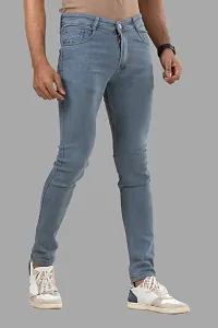 Stylish Denim Grey Slim Fit Mid-Rise Jeans For Men-thumb2