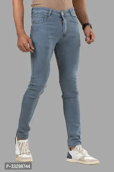 Stylish Denim Grey Slim Fit Mid-Rise Jeans For Men-thumb3