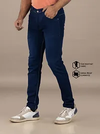 Stylish Blue Solid Denim Mid-Rise Jeans For Men-thumb3