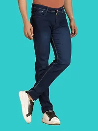 Stylish Blue Denim Faded Mid-Rise Jeans For Men-thumb2