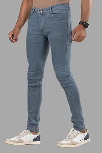 Stylish Denim Grey Slim Fit Mid-Rise Jeans For Men-thumb3