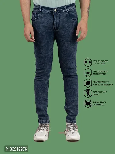 Stylish Blue Denim Solid Mid-Rise Jeans For Men-thumb4