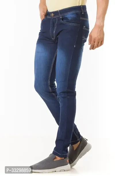 Stylish Denim Blue Slim Fit Mid-Rise Jeans For Men-thumb4